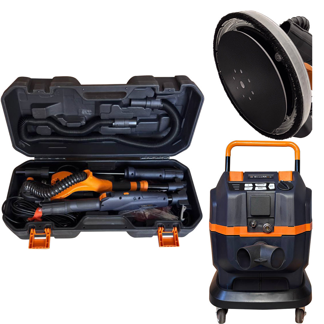 Set slefuitor glet de pereti telescopic 710 W, si aspirator 1400W umed/uscat STARMAX 3800-EU clasa M Set slefuitor glet de pereti telescopic 710 W, si aspirator 1400W umed/uscat STARMAX 3800-EU clasa M